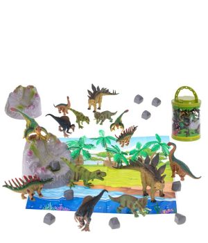 Dinozaurų gyvūnų rinkinys (7 vnt. + kilimėlis)
